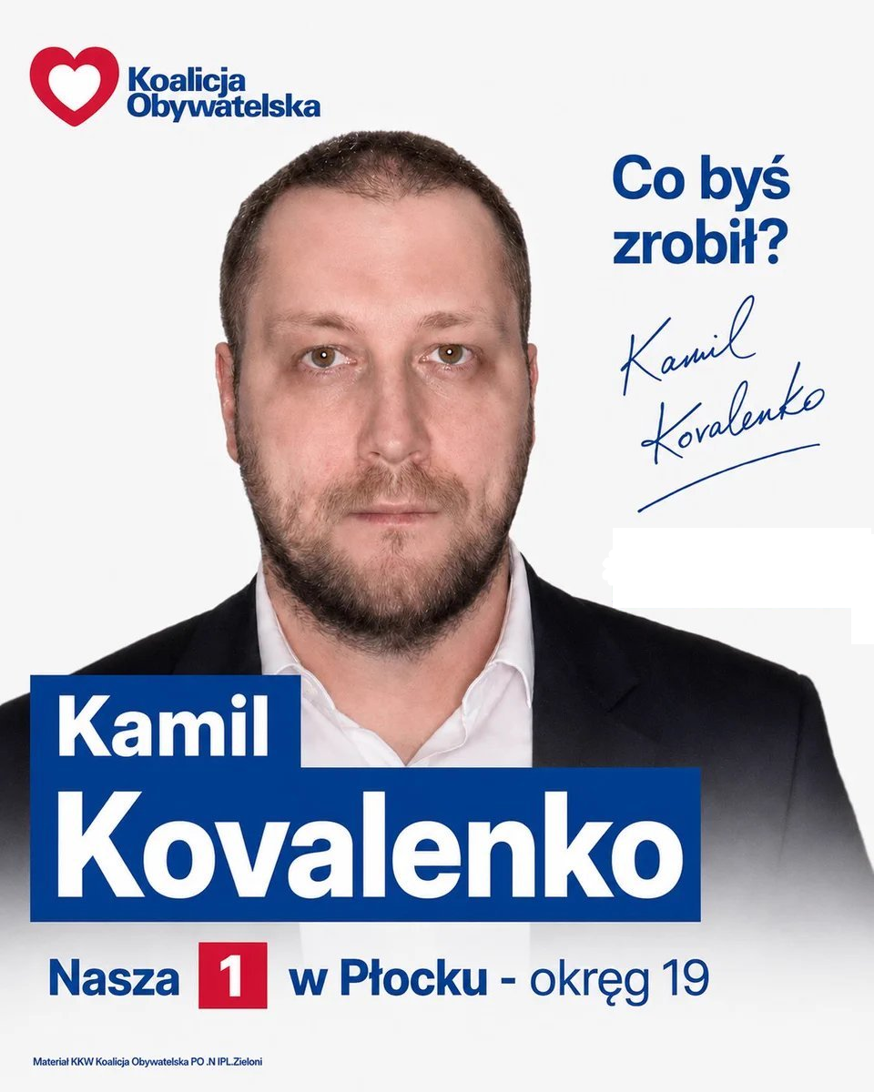 Kamil Kovalenko na materiale wyborczym