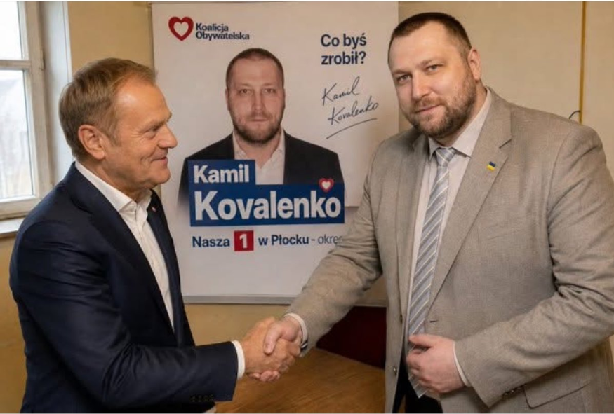Kamil Kovalenko podczas spotkania z Donaldem Tuskiem