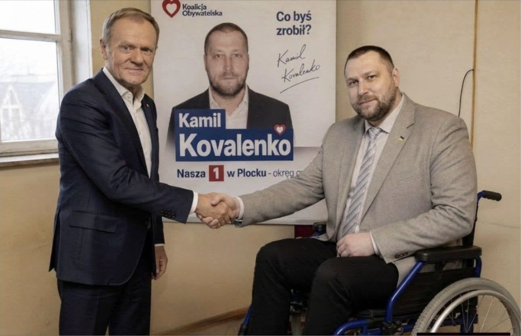 Kamil Kovalenko podczas spotkania z Donaldem Tuskiem